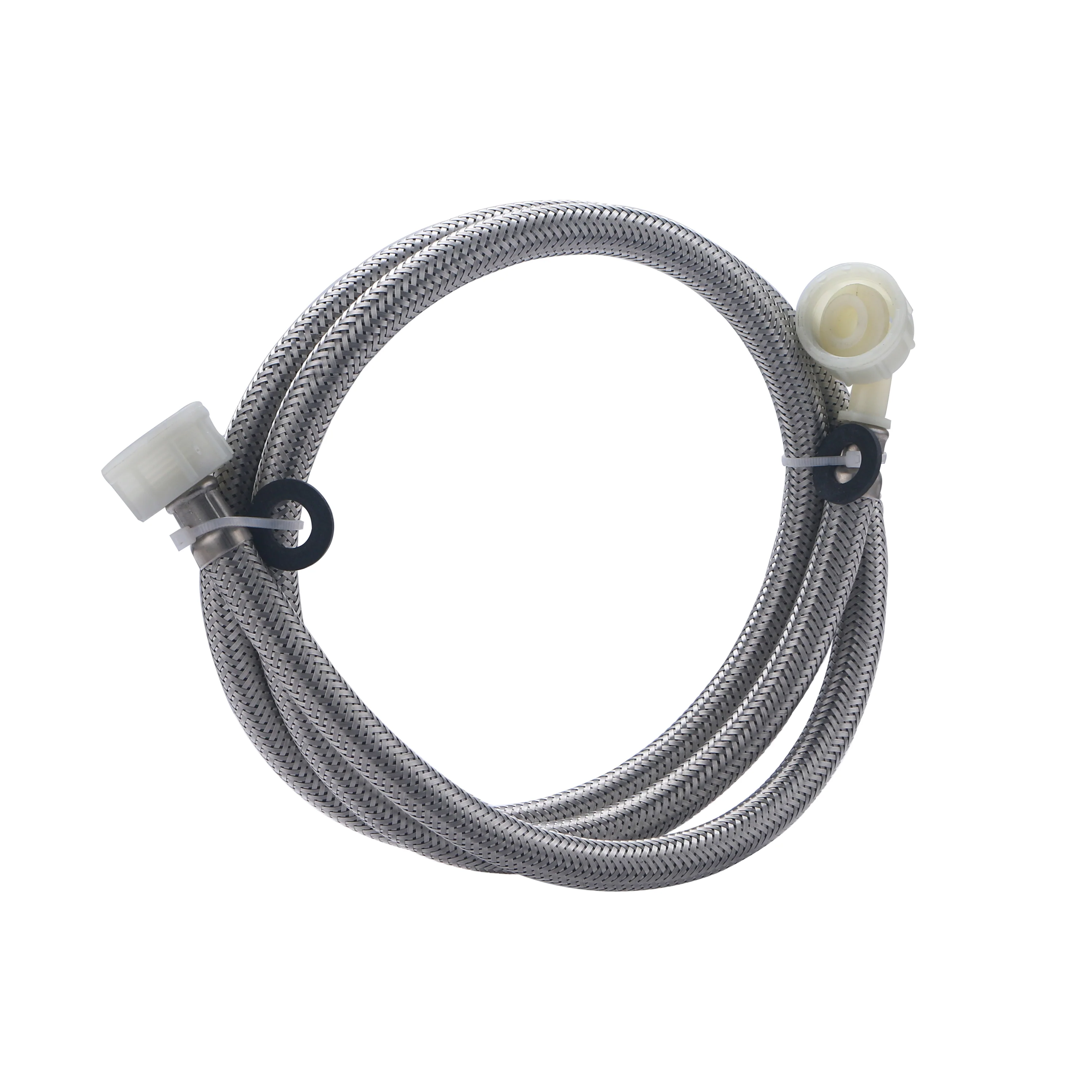 Tuyau inox machine à laver alimentation femelle 3/4 - femelle 3/4 coudé