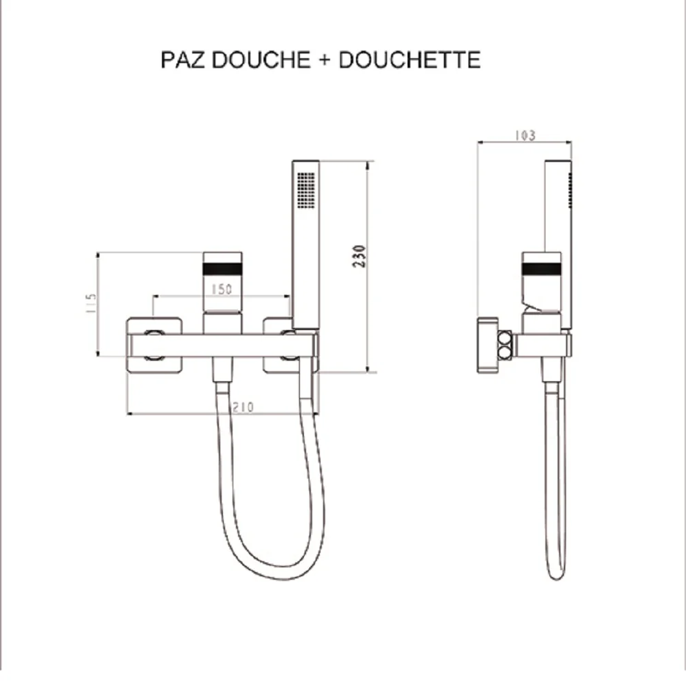 Mitigeur douche + flexible + douchette à main PAZ - Image 4