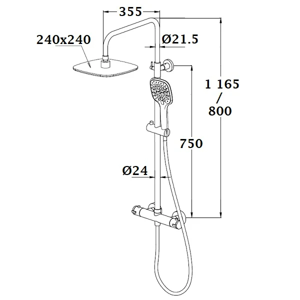 Colonne de Douche Thermostatique Noire BERENS - Image 8