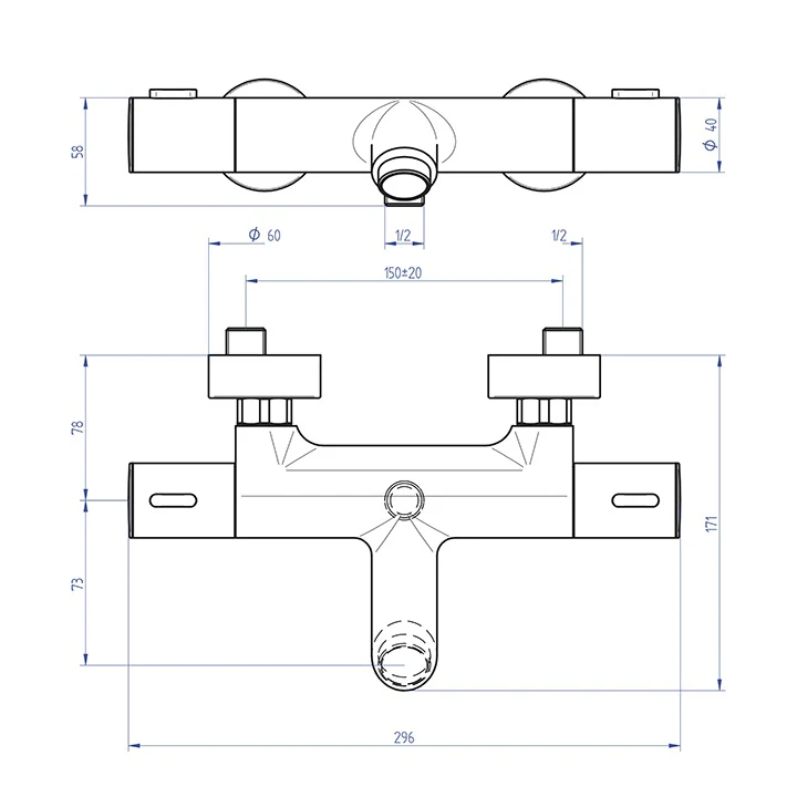 Mitigeur thermostatique NF de baignoire LINEATHERM - Image 4