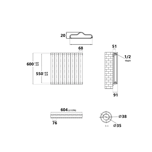 Radiateur horizontal double noir NYTIA - Image 13