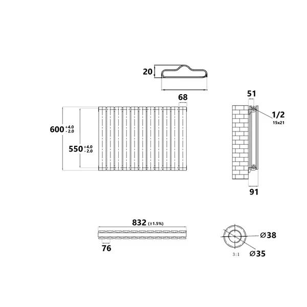 Radiateur horizontal double noir NYTIA - Image 21