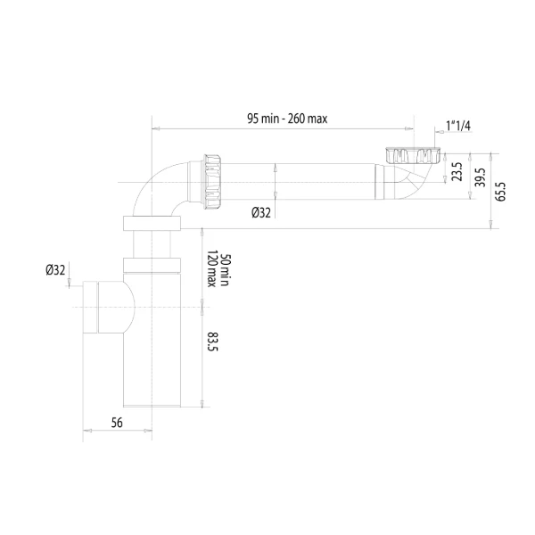 Tubulure gain de place sous lavabo + siphon design - Image 2